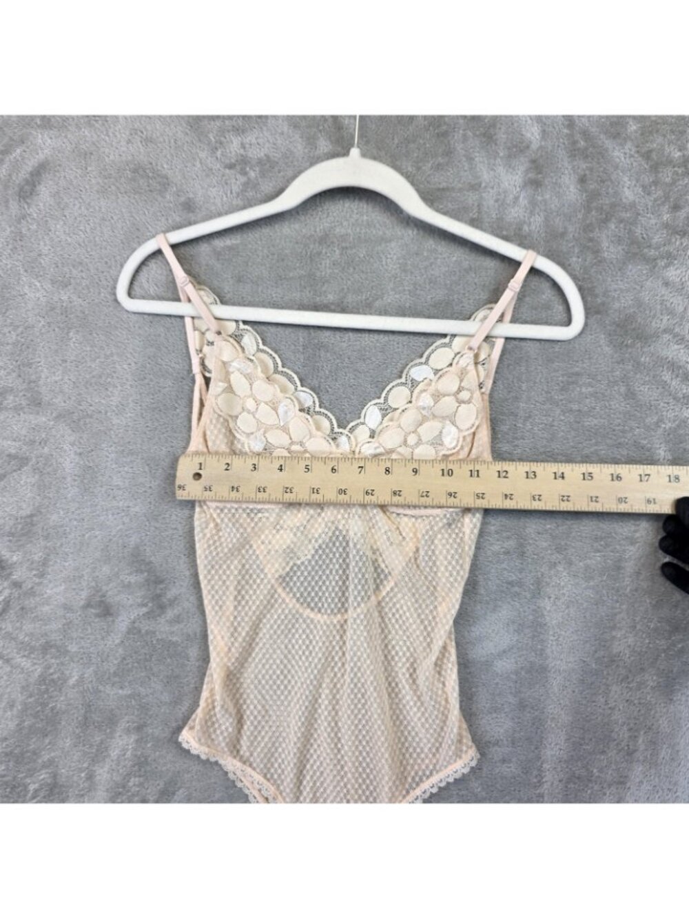 Aerie Bodysuit Womens M Beige Floral Lace Sheer Mesh Adjustable Strap Lined - Picture 6 of 8